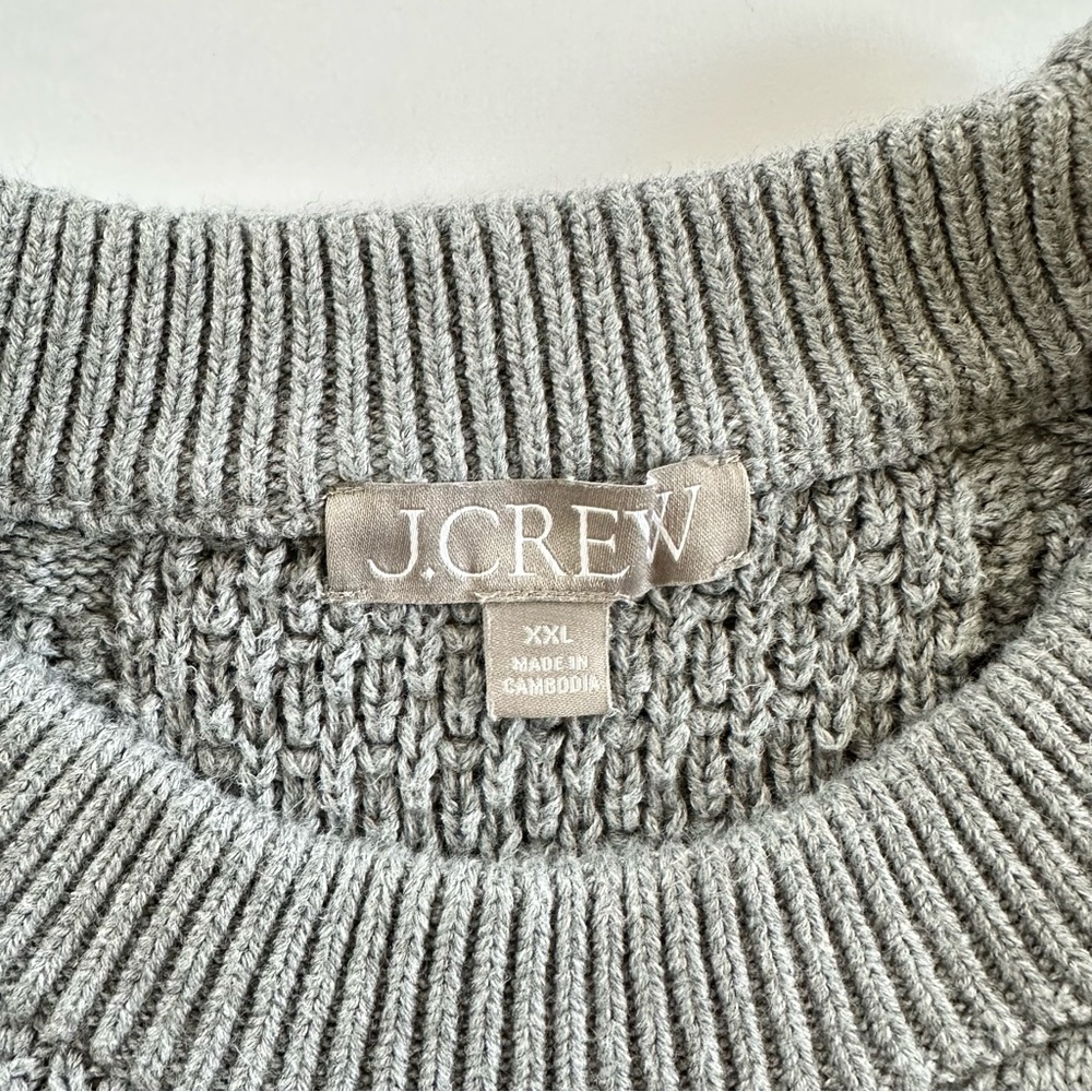 J. Crew Cotton Cable Knit Crewneck Sweater in Grey | XXL | EUC - Picture 8 of 11